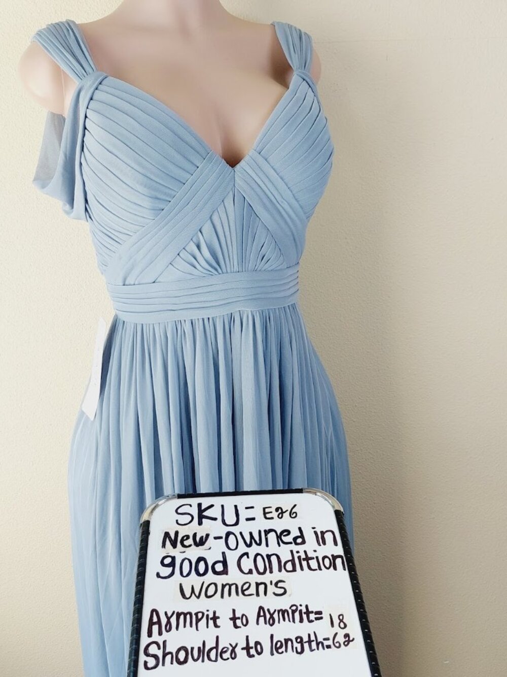 Azazie Women's Dusty Blue Calla Stretch-Mesh Long Maxi Bridesmaid Dress Size 10 - Picture 16 of 16